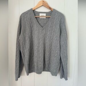 Lisa Yang Cable Knit Cashmere V Neck Sweater